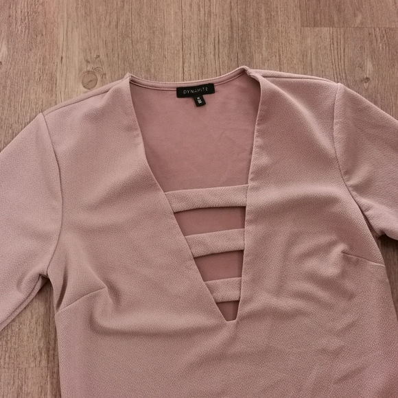 Dynamite blush pink textured bodysuit - Picture 2 of 4
